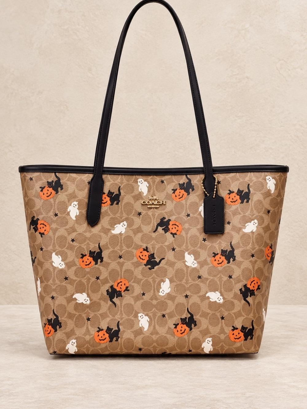 Coach Halloween Print Canvas Tote in Brown/Black